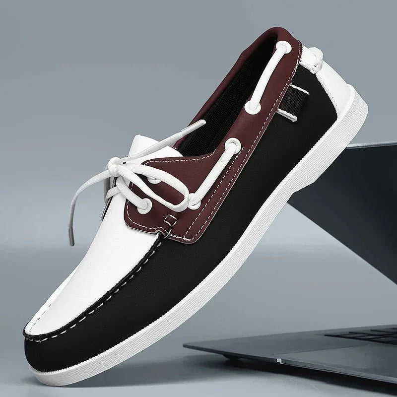 Mocasines de Lona para Hombre Estilo Slip-On con Suela de Goma y Puntera Redonda