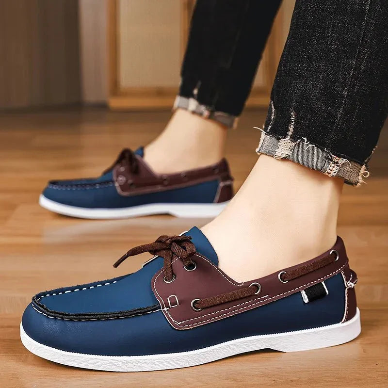 Mocasines de Lona para Hombre Estilo Slip-On con Suela de Goma y Puntera Redonda