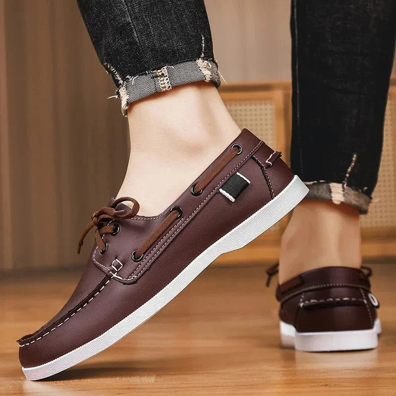 Mocasines de Lona para Hombre Estilo Slip-On con Suela de Goma y Puntera Redonda